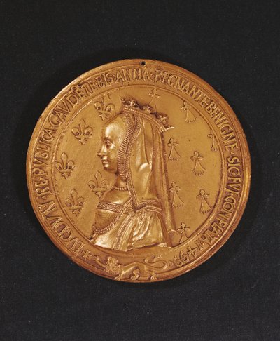 Medaille met afbeelding van Anne van Bretagne (1477-1514) Hertogin van Bretagne, 1498-1514 door Nicolas and Saint Priest, Jehan de Le Clerc